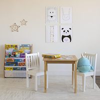 Table d'activités moderne pour enfants avec bacs de rangement et ensemble de chaises, en bois massif, durable et écologique, pour salon, fabriqué au Vietnam