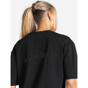 Camiseta Informal Extra Grande para Mujer con Logotipo Personalizado, Color Negro, Manga Corta, Cuello Redondo y 100% Algodón Orgánico, Elegante Camiseta para Yoga, Gimnasio y Entrenamiento - Product Image 5