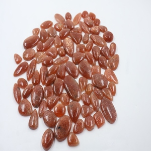 พลอยอัญมณีทรงหลังเบี้ยทรง100% แบบ2025อัญมณีทรงหลังเบี้ยประดับอัญมณีสีแดงแบบซันสโตนแบบขายส่งสำหรับทำเครื่องประดับจี้ - Product Image 2