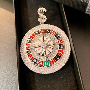 Colgante de rueda de ruleta de plata Iced-Out Cz Stones Colgante Personalizar Encanto hecho a mano Iced Out Diamond Pendant - Product Image 5