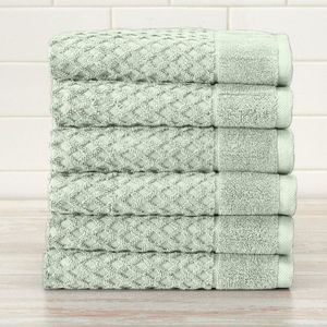 Serviette de luxe coton essuie-mains ensemble de serviettes adulte tissé carré Aspire bain traditionnel 100% coton exclusif couleur grise rayé - Product Image 4