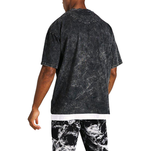 T-shirts surdimensionnés délavés à l'acide grande taille Service OEM T-shirts délavés à l'acide vintage Hip Hop surdimensionnés 100% coton vierge microfibre - Product Image 2