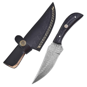 Chameau os poignée extérieur tactique chasse couteau à lame fixe lame en acier damas couteau de Camping avec gaine en cuir - Product Image 4