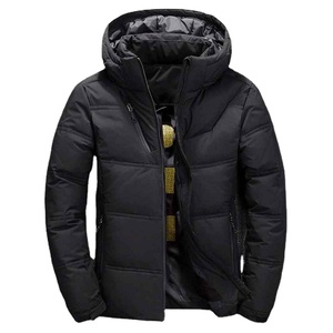 Doudoune d'hiver à manches longues personnalisée pour hommes avec fermeture à glissière métallique doublure en polyester à capuche épaisse et brillante - Product Image 1