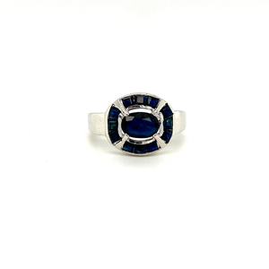 Anillo de compromiso de propuesta certificado IGI de plata 925 de zafiro ajustable con zafiro artificial para boda y fiesta - Product Image 3