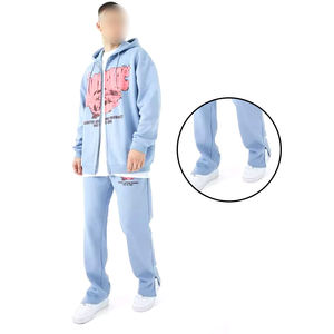 Buen proveedor Color azul claro Producto más alto 2025 Nueva llegada Mejor material Usos Hombres Ropa de moda Chándales de estilo acampanado - Product Image 6