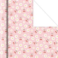 Impression personnalisée Bouquet décoratif Valentine blanc et jaune marguerite Floral rouge cerises rose papier d'emballage cadeau pour l'emballage