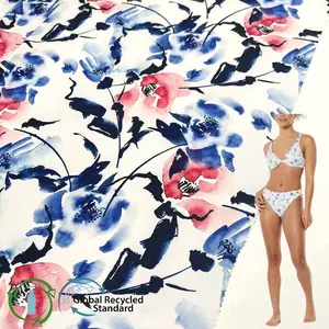 Tessuto personalizzato di alta qualità certificato GRS stampato a maglia tessuto da bagno in Spandex di poliestere riciclato UV per Bikini