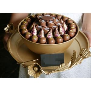 Diseño elegante Forma redonda Cuenco de chocolate decorativo Hecho a mano Mejor calidad Cuenco de metal dorado con acento de hoja en precio al por mayor - Product Image 3
