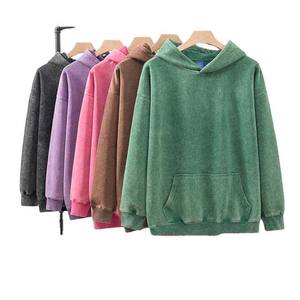 2025 gros soleil délavé à capuche personnalisé 330gsm sweats à capuche Top qualité sans ficelle hommes Vintage acide lavage gris sweats à capuche - Product Image 6