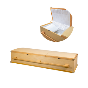 DSP LTD Vietnam-conçu en bois naturel Style américain pliable couvercle en arc poignée cercueil adulte fournitures funéraires sépultures européennes - Product Image 3