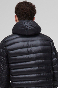 Vente en gros Veste Bulle Noire pour Homme Dernière Conception Haute Brillance Matelassée à Capuche Coupe-Vent Imperméable Toile Logo Personnalisé Fourrure - Product Image 4