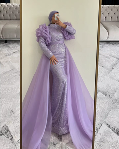 Caftán Marroquí con Estampado Floral, Satinado, con Cuentas, Manga Larga, Vestido de Fiesta, Largo hasta el Suelo, Cintura Natural, Transpirable, Antiarrugas, Digital - Product Image 3