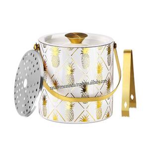 2024 dernière Collection en acier inoxydable seau à glace motif ananas article le plus vendu pinces à glace couvercle pour le refroidissement en gros - Product Image 2