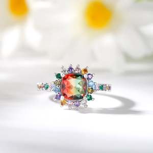 Jeulia Blazing Sapphire Cushion Cut Sterling Silver Wedding <b>Ring</b> - Product Image 5