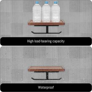 Soporte de papel higiénico de madera Varillas de aluminio antioxidantes Montado en la pared para rollos de tamaño normal Soporte de papel higiénico para baño Baño - Product Image 3