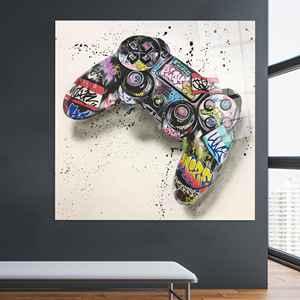 Arte en Lienzo con Diseño de Control de Videojuegos: Decoración Urbana para Cuartos de Videojuegos, Arte en Vidrio Templado - Product Image 1