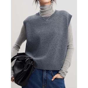 Gilet en tricot acrylique gris sans manches pour femme JOYSONS - Product Image 4