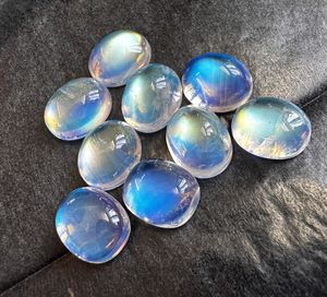Piedra Lunar Arcoíris Natural, Cabujón Ovalado Multifuego, Lote de Gemas Sueltas de Alta Calidad, 6x8mm, Enceradas/En Aceite, Gemas A K para Joyería - Product Image 1