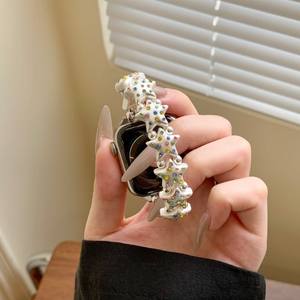 Correa <span class=keywords><strong>de</strong></span> Reloj Hecha a Mano con Cuentas <span class=keywords><strong>de</strong></span> Estrella <span class=keywords><strong>de</strong></span> Aleación <span class=keywords><strong>de</strong></span> Zinc para <span class=keywords><strong>Apple</strong></span> <span class=keywords><strong>Watch</strong></span>, Correa Elástica <span class=keywords><strong>de</strong></span> Moda para Reloj Inteligente con Diseño <span class=keywords><strong>de</strong></span> Estrella para Mujer - Product Image 3