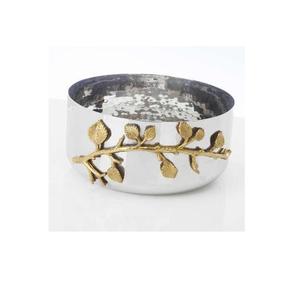 Sel de table argenté martelé en acier inoxydable avec support de couleur noire au design de fleurs en acier miroir pour les occasions de fête - Product Image 1