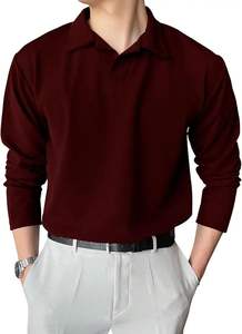 Polo respirant à manches longues Vente en gros Service OEM Prix bon marché Coton premium 220 GSM Qualité d'exportation Épaule tombante - Product Image 3