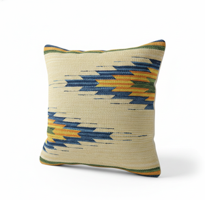 Funda de Cojín Moderna Personalizable de Algodón Tejido a Mano con Diseño Floral Cuadrado y Cierre de Cremallera - Product Image 1