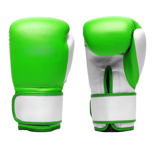 Green PU Boxing Gloves With <b>Velcro</b> Wrist Closure For Adults 14 Years & Up Unisex Adjustable <b>Strap</b> Training Gear - Product Image 3