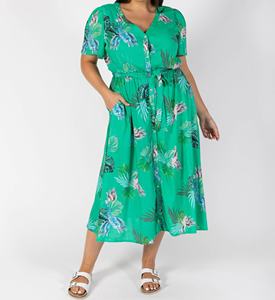 Half-Sleeve Casual Floral Printed Viscose Tea-Length A-Line Dress Soft Comfortable Summer Autumn Evening Sexy Vintage Style - Product Image 6