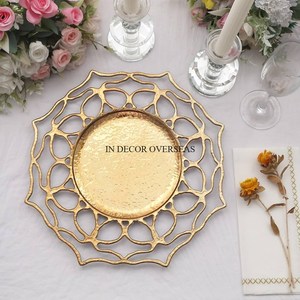 Superior Quality Aluminum Casted High Grade Gold Plated Unique Fancy Designer Wedding <b>Table</b> Centerpiece Charger Plates Supplies - Product Image 2