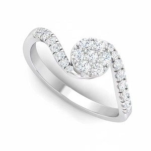 Anillo de Oro de 14K y Diamantes Naturales de Diseño Curvo para Mujer, 0.40CTW - Elegante y Lujoso - Product Image 1