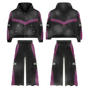 OEM Custom Sweatpants and Hoodie <b>Set</b> Sweatsuit Heavyweight Plain Oversized Blank Cotton Flared <b>Set</b> - Product Image 1