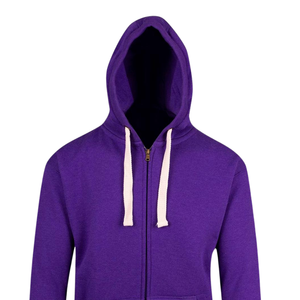 Sudadera con Capucha Morada con Cierre, Unisex, de Algodón y Felpa, con Cremallera Completa, Informal, para Invierno, Tejido Suave y Cálido, Venta al por Mayor - Product Image 6