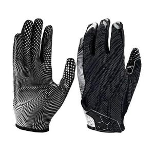 Gants de football de sport de nouvelle conception, couleur noire, gants de football américain, cuir synthétique super, gants de football américain - Product Image 1