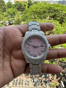 Custom <b>Men's</b> Hip Hop Iced out <b>Watch</b> Moissanite Diamond Studded <b>Silver</b> Plated with Stainless Steel Band <b>Men's</b> Stylish <b>Watch</b> - Product Image 3