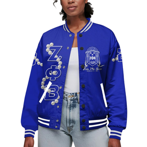 Zeta Phi Beta 1920 Bleu Blanc Varsity Veste Sorority Letterman ZPB Vie Grecque Chenille Patch Fondateurs Édition Gear - Product Image 1