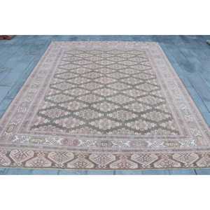 9.9x12.4 ft Rug, Turkish Vintage Oversize Rug, <b>Brown</b> <b>Wool</b> Rug - Product Image 1