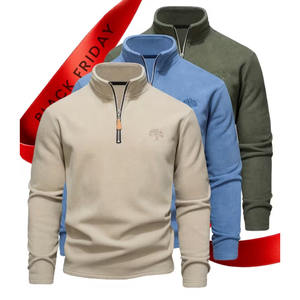 Nouveau sweat-shirt en molleton écologique de haute qualité, 100% coton, col montant, fermeture éclair quart, décontracté, pour l'hiver, impression personnalisée, 2 pièces - Product Image 6