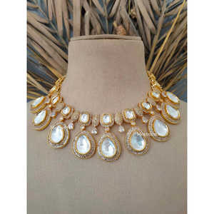 ชุดสร้อยคอเพชรเทียมชุบทองคำขาวสีขาว CZSET221คอลเลกชันเครื่องประดับชั้นดี - Product Image 4