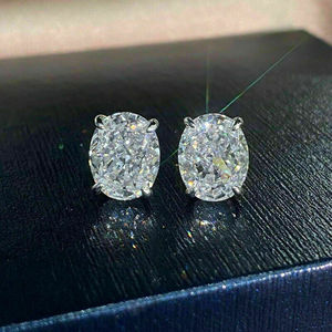 Topcarat 2CT diamante simulado forma ovalada solitario Stud pendientes 14K oro blanco plateado regalo de San Valentín regalo de cumpleaños - Product Image 4