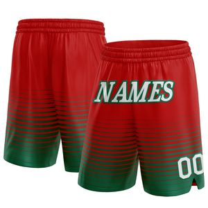 Industrie Direct Engro Sportswear Basketball <b>Shorts</b> Custom Red White-Kelly <b>Green</b> Pinstripe Fade Fashion Basketball <b>Shorts</b> - Product Image 1