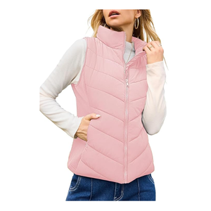 Chaleco acolchado con capucha para mujer de alta calidad, chaleco personalizado a prueba de viento con cremallera frontal y bolsillos para uso exterior - Product Image 1