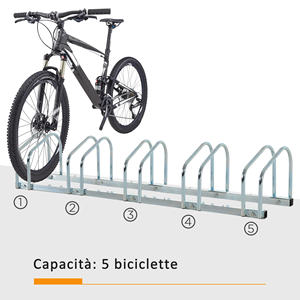 HOMCOM 145x33x27 cm Porte-vélo en acier argenté pour 5 vélos - Product Image 4