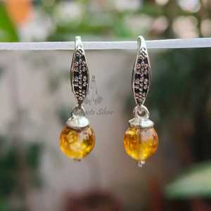 Pendientes de Citrino en Plata de Ley, Estilo Bohemio, Regalo para Bodas y Fiestas, Piedra Natural - Product Image 3