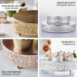 Nueva llegada de alta calidad, rubor, oro rosa, aspecto metálico brillante, encaje, soporte de pastel de boda de Metal para exhibición de postres, soporte para cupcakes - Product Image 6
