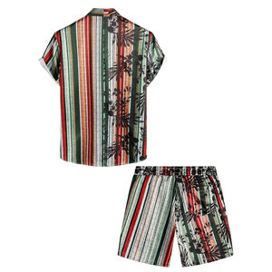 Ensemble T-shirt et short décontracté pour homme en coton tricoté écologique à col rond, imprimé numériquement et brodé - Product Image 2