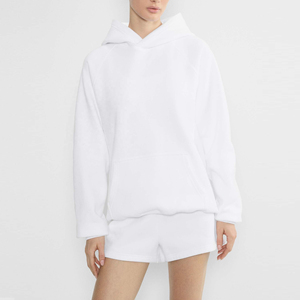 OEM Customize Private Label Gym Shorts Femmes Hoodies Set Short Crop Top Confortable Plain Hoodies Sweatshirts Blank Oversed - Product Image 5