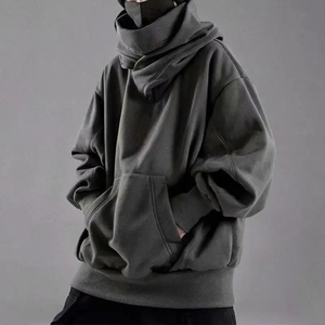 Nouveau sweat à capuche technique gris pour homme, personnalisable en gros, avec doublure, motif uni et col à capuche - Product Image 3
