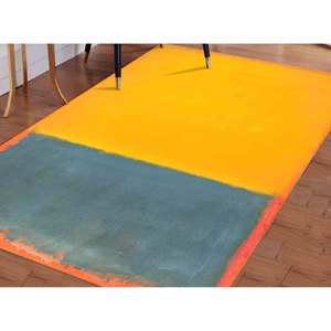 Tapis de style Mark Rothko : Tapis imprimé minimaliste jaune et gris, tapis doux non tissé - Product Image 2