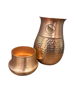 Bedjar en cuivre traditionnel classique du Rajasthan, portable, avec couvercle, écologique, pour usage domestique - Product Image 2